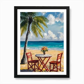 Table And Chairs On The Beach 1 Art Print