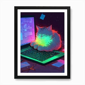 Cat On A Laptop Art Print