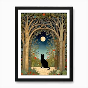 William Morris Cat In The Moonlight 5 Art Print