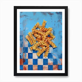 Pasta Blue Checkerboard 3 Art Print