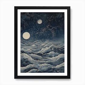 Moonlight Over The Ocean 1 Art Print