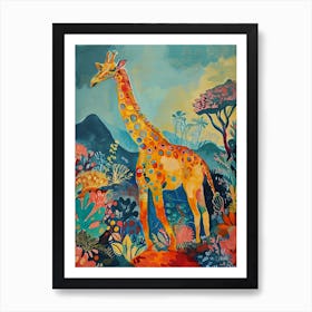 Giraffe In The Nature Illustration 4 Art Print