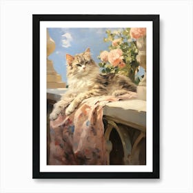Cat Lounging In The Sun Rococo Style Cat 2 Art Print