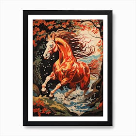 A Horse Painting In The Style Of Gouache Painting 3 Art Print