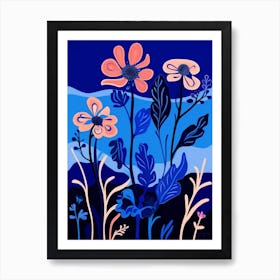 Blue Flower Illustration Kangaroo Paw 2 Art Print