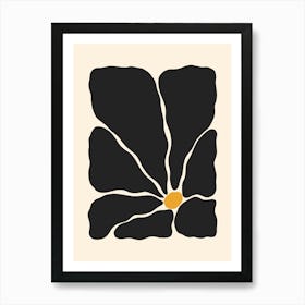 Abstract Flower 02 - Black and Yellow Art Print