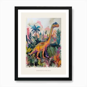 Colourful Dinosaur In The Landscape Painting 1 Poster Art Print