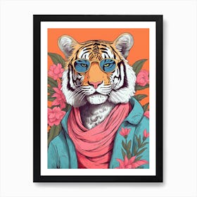 Tiger Illustrations Wearing A Hawaiian Shirt 3 Art Print