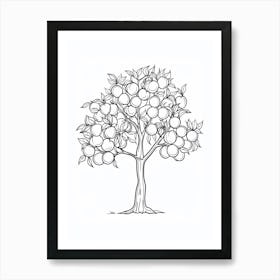 Peach Tree Minimalistic Drawing 4 Art Print