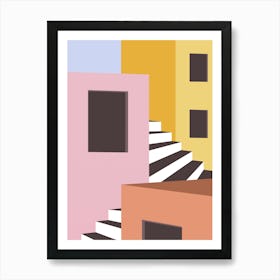Stairs And Houses minimalism art Art Print