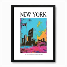 The United Nations Headquarters New York Colourful Silkscreen Illustration 4 Poster Art Print