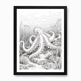 Octopus Detailed Drawing 3 Art Print