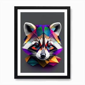 Baby Raccoon Modern Geometric Art Print