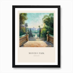 Montjuc Park Barcelona 2 Vintage Cezanne Inspired Poster Art Print