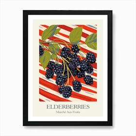 Marche Aux Fruits Elderberries Fruit Summer Illustration 3 Art Print