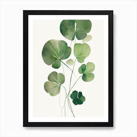 Wood Sorrel Leaf Minimalist Watercolour 2 Art Print