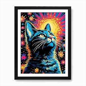 Cosmic Pawtograph, Psychedelic Cats series Art Print