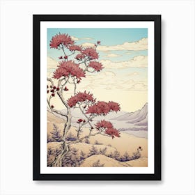 Omurasaki Japanese Aster 1 Vintage Japanese Botanical Art Print