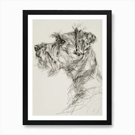 Briard Dog Line Sketch 2 Art Print