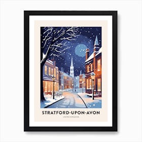 Winter Night  Travel Poster Stratford Upon Avon United Kingdom 3 Art Print