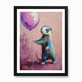 Cute Ferret 2 With Balloon Art Print