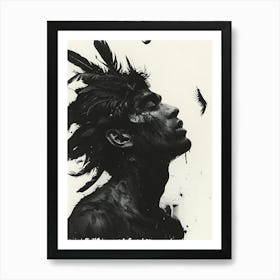 Whimsical Dark Feathers Man 7 Art Print