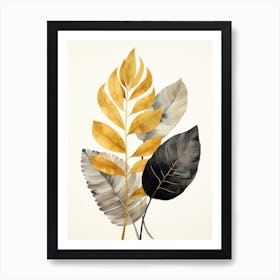 Gold And Black Leaves Art Print