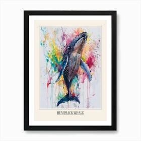 Humpback Whale Colourful Watercolour 4 Poster Art Print