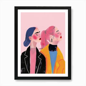 Two Women With Colorful Hair Art Print