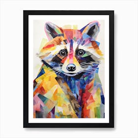 A Playful Raccoon In The Style Of Jasper Johns 3 Art Print