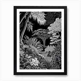 Leu Gardens, Usa Linocut Black And White Vintage Art Print