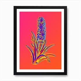 Neon Snake Plant Botanical in Hot Pink and Electric Blue n.0479 Art Print