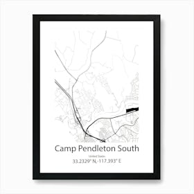 Camp Pendleton South,United States Minimalist Map Art Print