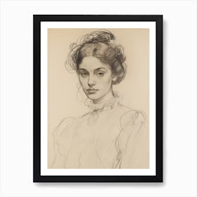 Antique Woman Sketch Art Print