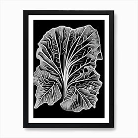 Radish Leaf Linocut 1 Art Print