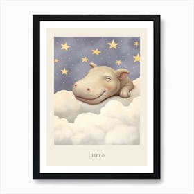 Sleeping Baby Hippopotamus Nursery Poster Art Print