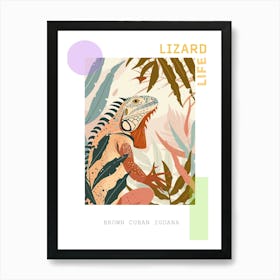 Brown Cuban Iguana Abstract Modern Illustration 1 Poster Affiche