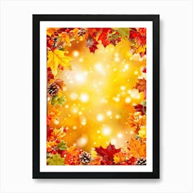 Autumn Leaves Glowing With Bright Yellows Fiery Oranges And Deep Reds Encased Within A Whimsical (4) Art Print