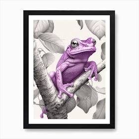 Purple Tree Frog Vintage Botanical 1 Art Print