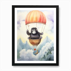 Baby Gorilla 4 In A Hot Air Balloon Art Print