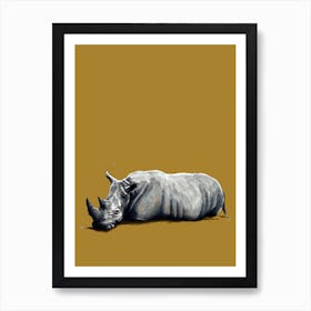 The Rhino On Burnt Gold Art Print
