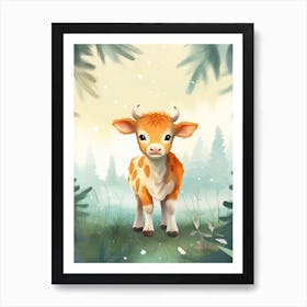 Cute Calf Scandinavian Style Illustration 3 Art Print