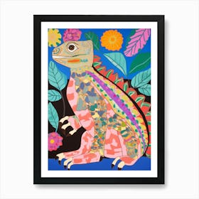 Maximalist Animal Painting Iguana 2 Art Print