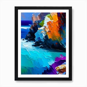 Coastal Cliffs And Rocky Shores Waterscape Bright Abstract 1 Art Print