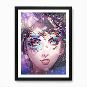 Girl With Stars On Her Face 3 Art Print