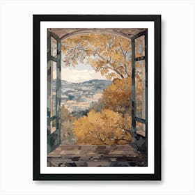 Window View Of Athens Greece In The Style Of William Morris 3 Art Print
