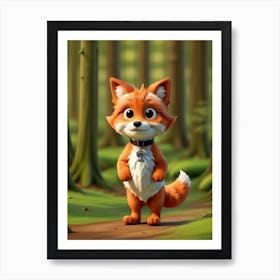 Cartoon Fox In The Forest 1 Art Print