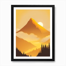 Misty Mountains Vertical Composition In Yellow Tone 31 Art Print