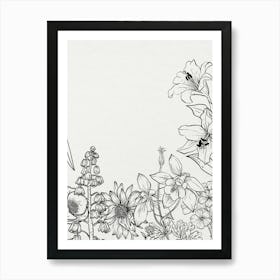 Flowers And Butterflies 1 Art Print