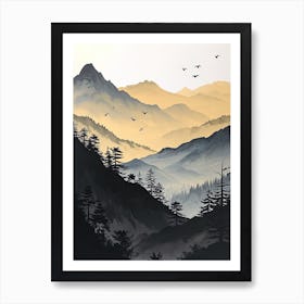 Minimalist Mystic: Elysian Peaks Art Print